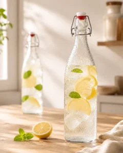 Airtight Clear Glass Bottle with Buckle Lid for Wine, Juice and Fermentation