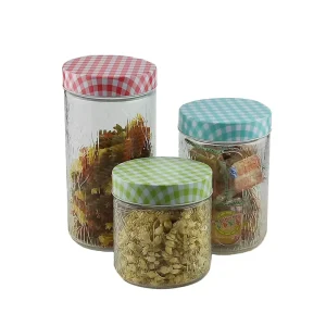 Airtight Clear Glass Canning Jars Set with Metal Lids for Home and Kitchen Storage Cover Style Condiments Container