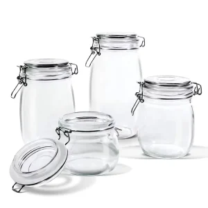 Airtight Clear Glass Storage Jars with Clip Lid for Food Storage