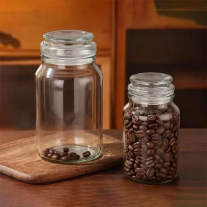 Airtight Clear Wide-Mouth Glass Coffee Bean Storage Jars 400ml 750ml 1500ml