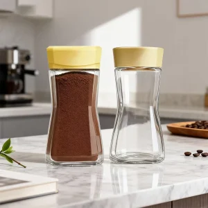 Airtight Glass Coffee Jar with Plastic Seal Lid, 375ml 840ml