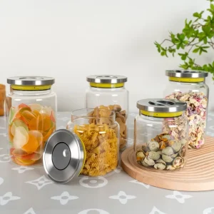 Airtight Glass Food Storage Jar with Stainless Steel Lid