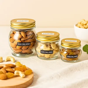 Airtight Glass Jars With Lid Various Styles Glass Storage Jam Food Empty Bottle Jars with Metal Lid