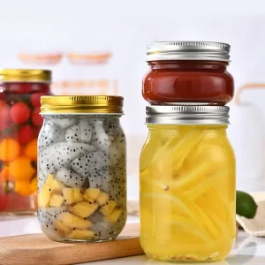 Airtight Glass Mason Jar for Pickles, Fruit Jam and Honey 150ml 250ml 380ml 500ml 750ml 1000ml with Silver Lid