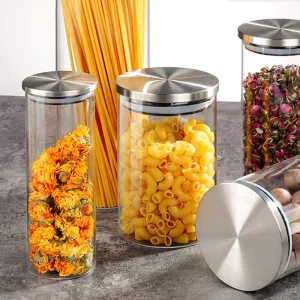 Airtight Glass Storage Jars for Refrigeration Food Grade Glass Jars with Stainless Steel Lids Jars for Grains and Beans