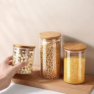 Airtight Kitchen Food Canisters High Borosilicate Glass Clear Cylinder Eco-Friendly Classic Preserving Seal Containers with Lid