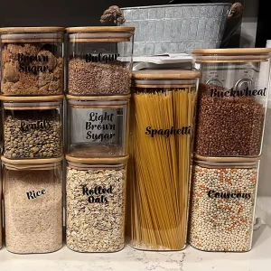 Airtight Kitchen Jar Food Storage Jar Borosilicate Glass Canister With Bamboo Lid