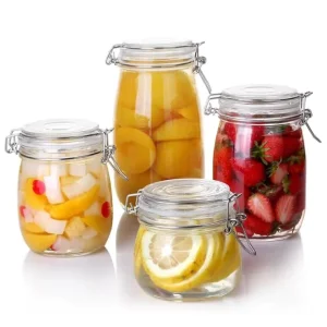 Airtight Leak-Resistant Glass Storage Jars with Glass Clip Lids for Canning Pickling and Storage