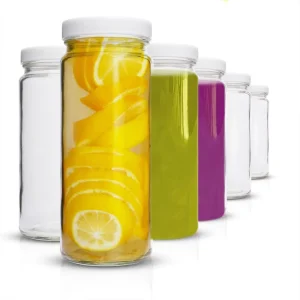 Airtight Lids Wide Mouth Cylinder Paragon Jars Glass with Metal Closures for Juicing Smoothies Tea Milk Bottles