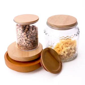 Airtight Regular Mouth Wooden Lid with Pull Ring for Mason Jars