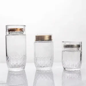 Airtight Round Glass Food Storage Jar with Bamboo Lid for Pantry, Candy, Cookie, Rice and Spice