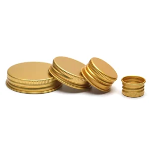 Aluminium Lids, Black and Gold, for Glass Jars, Bottles and Plastic Containers