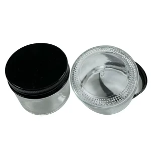 Aluminum Lids 60ML Clear Container Glass Jars Food Storage Containers Clear Glass Bottles