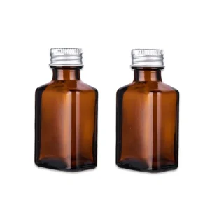 Amber 30ml Square Glass Essential Oil Bottle with Reducer and Twist Cap