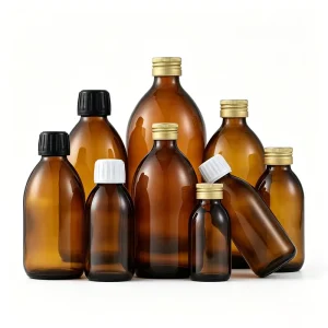 Amber Arch PET Medicine Bottles with Screw Cap for Cough Syrup, Eye Drops, Infusions, Condoms, and Sex Toys