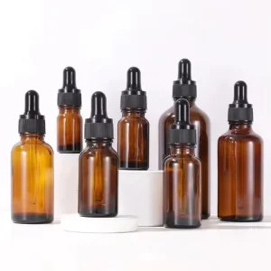 Amber Essential Oil Glass Dropper Bottles with Black Glass Dropper 5ml to 100ml