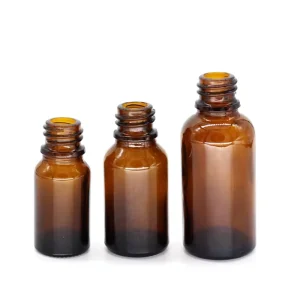 Amber Euro Dropper Bottles for Essential Oils with Tamper-Proof Black Cap, 5ml 10ml 15ml