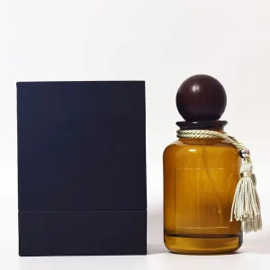 Amber Frosted Glass Perfume Bottle, 30ml, 50ml, or 100ml, with Wooden Cap and Box