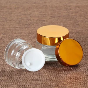 Amber Glass Cosmetic Storage Container Set with Plastic Lids for Face Masks