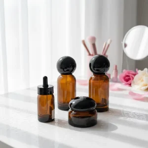 Amber Glass Cylinder Pump Bottle 30ml 100ml 120ml 150ml for Serum Body Oil and Lotion with Screw Cap