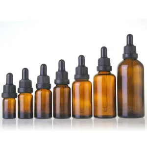 Amber Glass Dropper Bottles 5ml 10ml 30ml 50ml 100ml Tamper Evident Screw Cap Essential Oil Containers