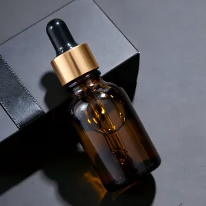 Amber Glass Dropper Serum Bottle with Gold Cap