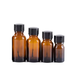 Amber Glass Essential Oil Bottle 5ml 10ml 25ml 30ml 50ml Boston Bottle with Brush Applicator Cap for Liquid Nail Polish