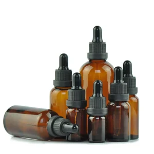 Amber Glass Essential Oil Dropper Bottles 5ml to 100ml Round Shape for Diffuser and Perfume