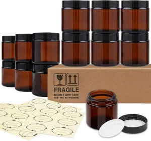 Amber Glass Jar 100ml 250ml for Candle and Cosmetic Cream Containers with Wide Mouth and Lids