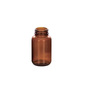 Amber Glass Medicine Pill Bottle with Cap, Wide Mouth, for Vitamins and Tablets