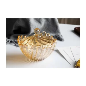 Amber Glass Sugar Pot Candy Jar for Lump Sugar and Snacks