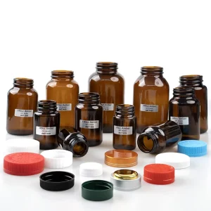 Amber Glass Tablet and Capsule Storage Jars 60ml 625ml Refillable