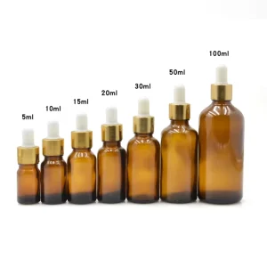 Amber Green Blue Clear Glass Bottles with Dropper for Essential Oil Infusion and Screen Printing