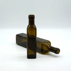 Amber Square Olive Oil Bottle with Anti-Theft Aluminum Cover for Vinegar and Wine Packaging