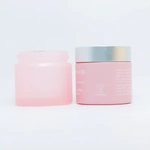 Amber and Pink Glass Cosmetic Jar with Aluminum Cream Jar