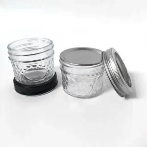 Anti-Slip Bottom Diamond Mini Glass Jar with Screw Lid for Hot Sauce and Jam