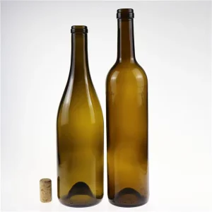 Antique Dark Green Glass Wine Bottle with Cork or Screw Top