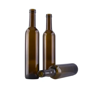 Antique Green 375ml Bordeaux Glass Wine Bottle with Screw Cap