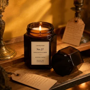 Apothecary Hexagonal Glass Jar Scented Candle 100% Soy Wax Cotton Wick Amber Candle Factory Direct OEM ODM