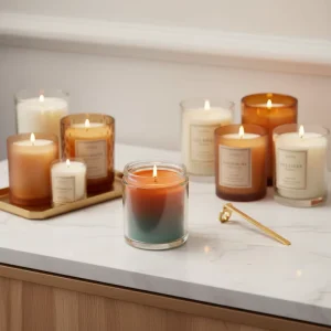 Aroma Candles Rose Scented Candle Gift Set Coffret Bougie Parfum Candle and Diffuser Set Best Smelling Candles