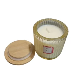 Aromatherapy Soy Wax Candle Frosted Glass Cup Wooden Wick Wooden Lid
