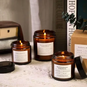 Aromatherapy Soy Wax Candle Gift Set with Jasmine Fragrance and Glass Holder