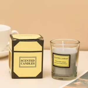 Aromatherapy Soy Wax Candle in Sleek Glass Vessel Offering a Gentle All Natural Scent to Help You Unwind Meditate