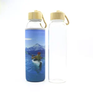 BPA-Free 1000ml Custom Logo Leak-Proof Frosted Glass Water Bottle Gym Bottle