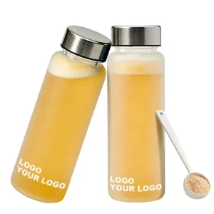 BPA-Free 16oz Glass Water Bottle with Wide Mouth and Metal Lid