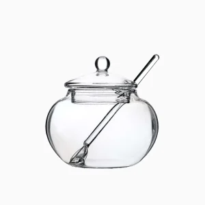 BPA Free Transparent Glass Food Jar with Lid Wide Storage Elegant Decoration for Kitchen