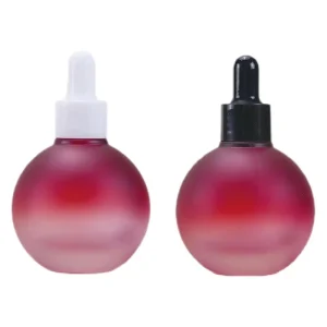 Ball Shape Gradient Frosted Glass Dropper Bottle 15ml 30ml 50ml for Serum Essential Oil Cosmetic Packaging