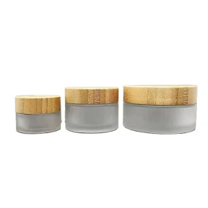 Bamboo 60ml 100ml 150ml 180ml 120ml Cosmetic Glass Bottle Glass Jar for Skincare Face Cream Child Resistant Custom Print