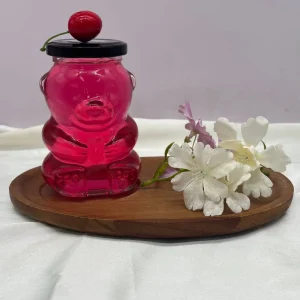Bear-Shape Glass Storage Jar with Airtight Metal Cap for Honey, Candy, and Nuts