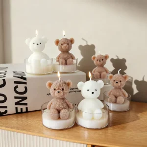 Bear Shape Soy Wax Candles Glass Jar Handmade Baby Shower Wedding Souvenirs